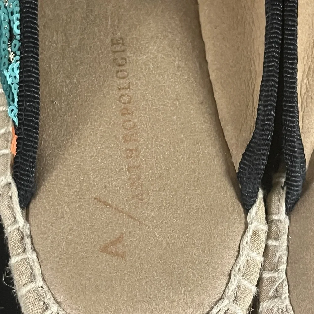 Anthropologie Maya Floral Sequin Espadrille‎ Slides 38 Sequence Made in Spain